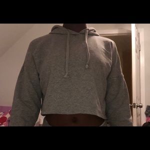 Gray cropped sweatshirt hoodie